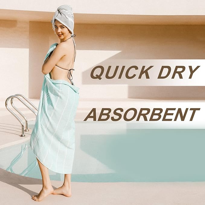 2 Packs Cotton Turkish Beach Towels Sand Free Quick Dry Oversized Extra Large Xl Big Adult Travel Vacation Essentials Bathroom Pool Swim Towel Cruise Accessories Must Haves Clearance Stuff Necessities