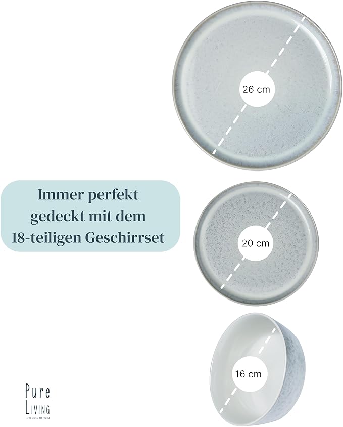 toneware dinnerware set 6 persons 18-pcs - Mediterranean dinnerware set, dishwasher, microwave and scratch resistant - bowl and plate set - dinnerware Pure Living Light Beige