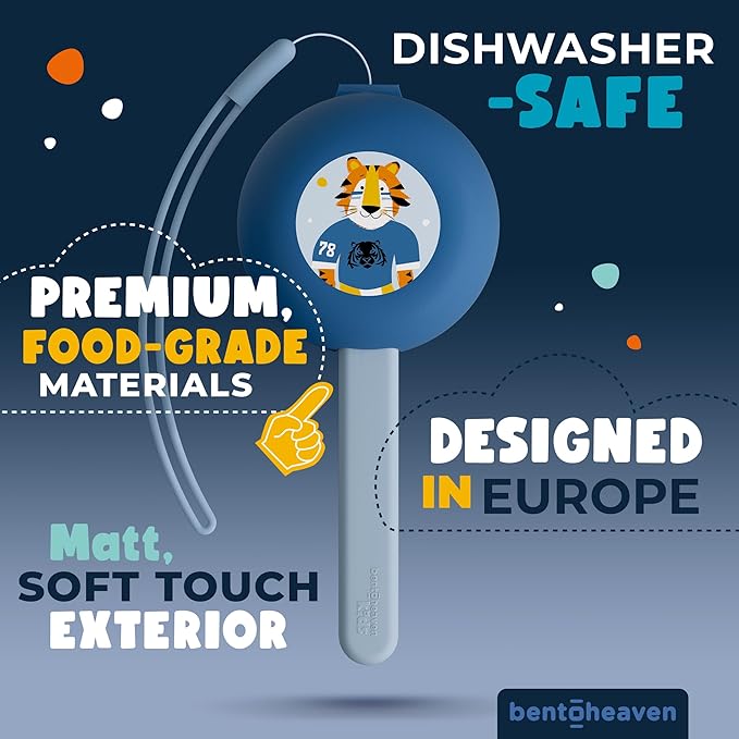 Bentoheaven Kids Travel Utensils with Case, Food-Grade Stainless Steel & BPA-Free Plastic, Travel Cutlery Set, Dishwasher Safe Fork, Spoon & Case, Reusable Flatware, Silverware for Kids (Tiger)