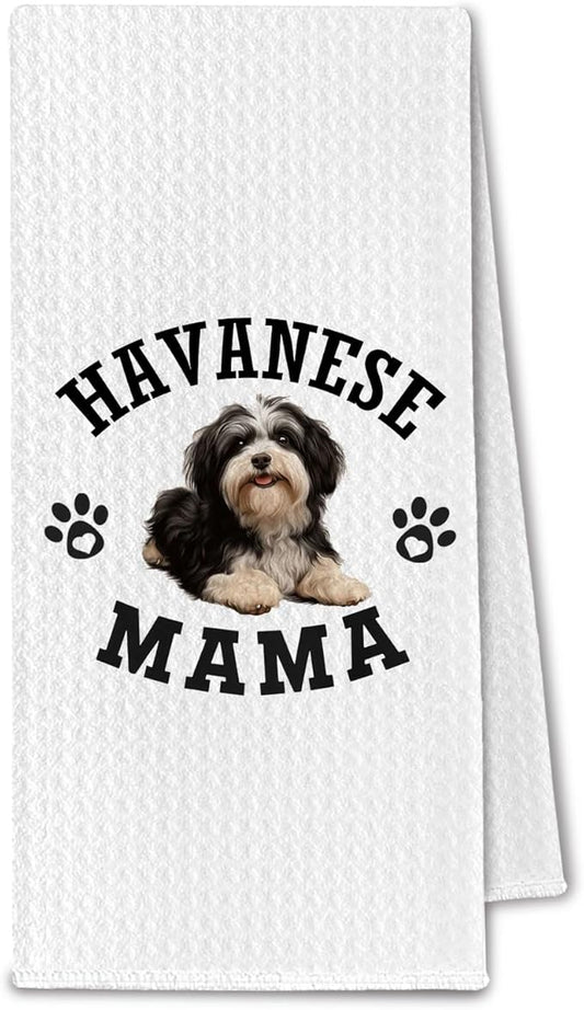 Havanese Mama Kitchen Towels, Dog Mama Maltese Gifts for Women & Dogs Moms, Dog Lover Gifts Decorative Hand Towels for Bathroom, 16x24 Inch
