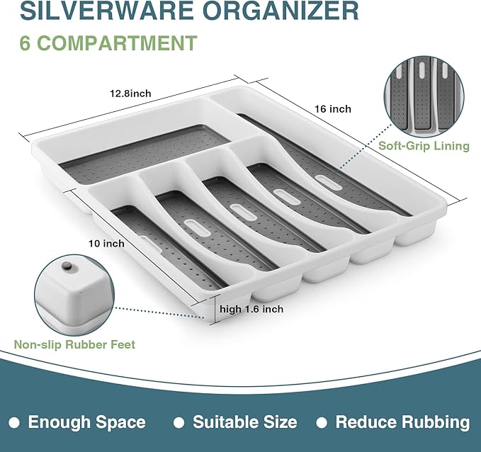 Black Silverware Set, Umite Chef 49-Piece Flatware Set with Drawer Organizer, Durable Stainless Steel Cutlery Set for 8, Tableware Eating Utensils with Steak Knives for Home Restaurant