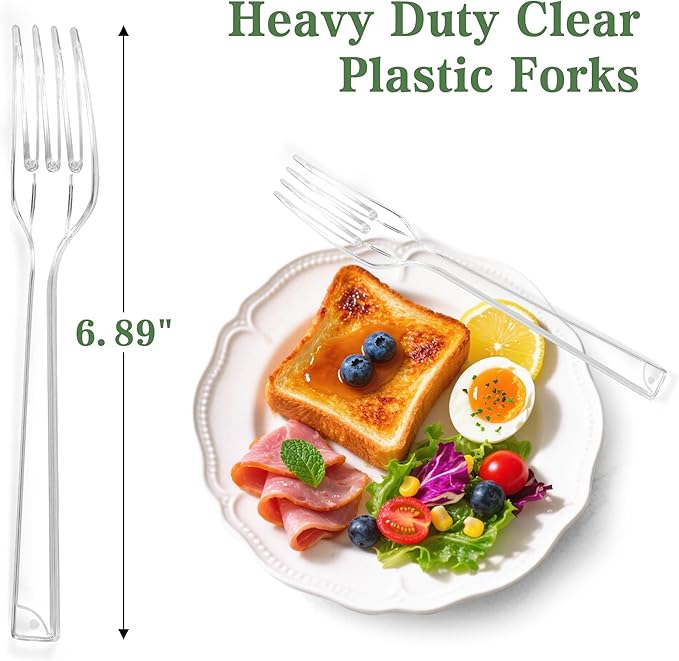 360 Count Plastic Forks - 6.89 Inch Disposable Forks, Heavy Duty Clear Plastic Forks, BPA-Free, Heat Resistant Plastic Silverware, Suitable for Party, Picnic, Events and Everyday Use