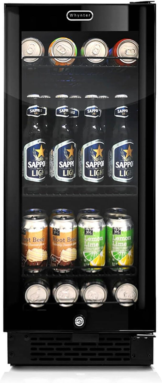 Whynter BBR-801BG Built Beverage Refrigerator and Cooler Mini Fridge with Glass Door with Lock, 3.0 Cubic Feet, Black, 100