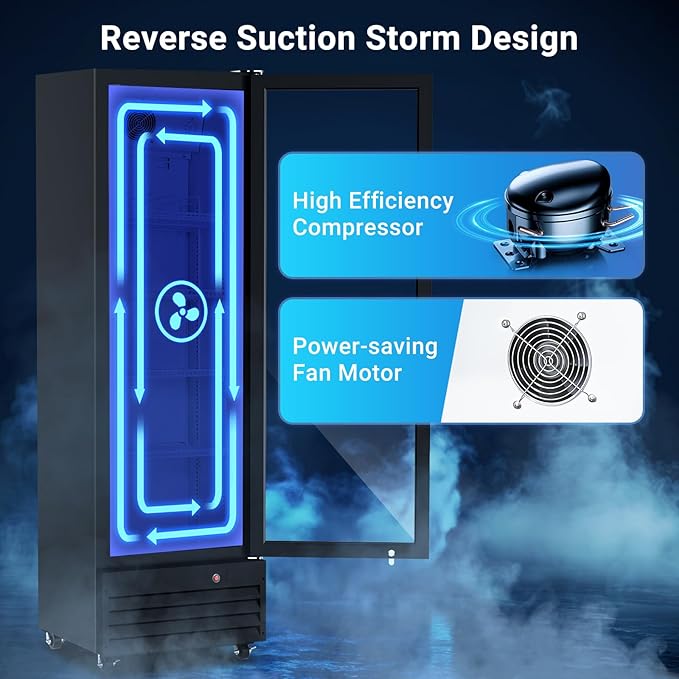 BODEGACOOLER Commercial Bar Refrigerator Glass Door,12.5 cu.ft Large Drink Fridge for Home Bar Office Beverage Refrigerator,Display Bar Cooler Fridge,Adjustable Shelves,Hold Beer,Soda Drinks,Wine