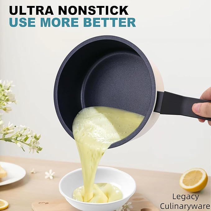 Nonstick Sauce Pan with Lid,1.5QT small pot, PFOA Free,Kitchen Pots Induction Pot,Cream