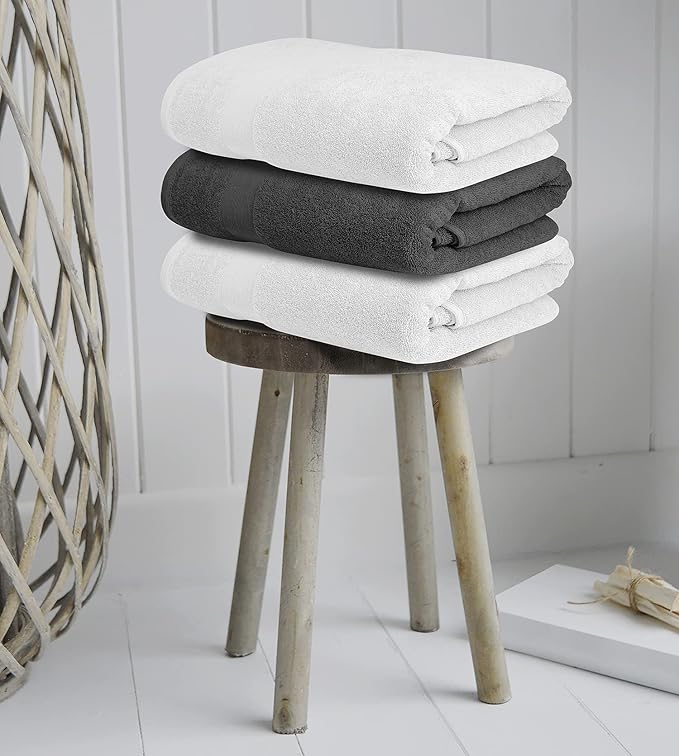 Softolle Luxury Bath Towels Set of 4 (27” x 54”) | Towels for Bathroom | Super Soft | Highly Absorbent Towels for Home, Spa, Gym (Grey-White)