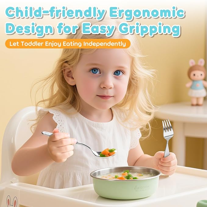 Lehoo Castle Kids Silverware Stainless Steel 6 Piece - Toddler Spoons and Forks Knife Set, Metal Kids Cutlery Set, Toddler Utensils Self Feeding (Ocean Park)