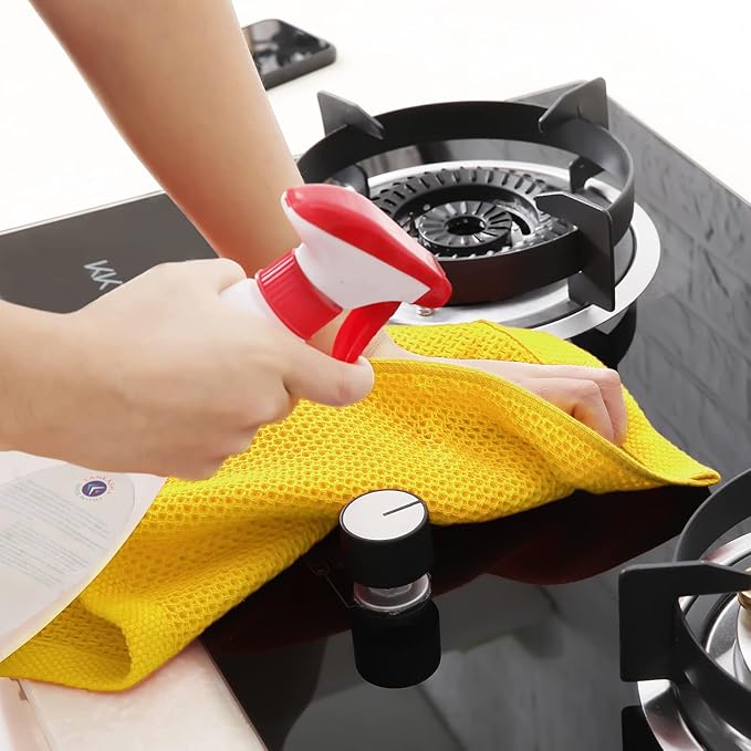 Homaxy 100% Cotton Waffle Weave Kitchen Dish Towels, Ultra Soft Absorbent Quick Drying Cleaning Towel, 13 x 28 Inches, 8-Pack, Yellow