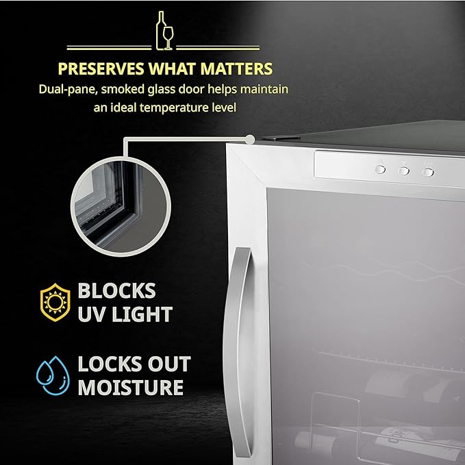 SCHMÉCKÉ 12 Bottle Compressor Wine Cooler Refrigerator w/Lock - Large Freestanding Wine Cellar For Red, White, Champagne or Sparkling Wine - 41f-64f Digital Temperature Control Fridge Stainless Steel