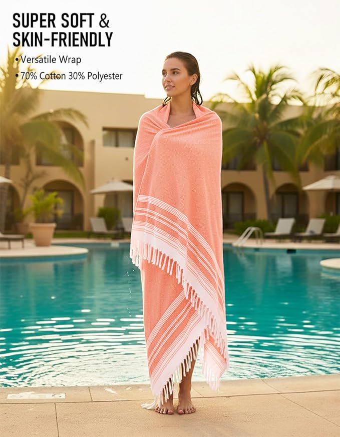 Oversized Turkish Beach Towel Blanket Cotton Giant XL Sandproof Towels Huge Linen XXL Extra Large Big Throw Quilt Blankets for Adults Cloud Travel Camping Glamping Accessories Essentials