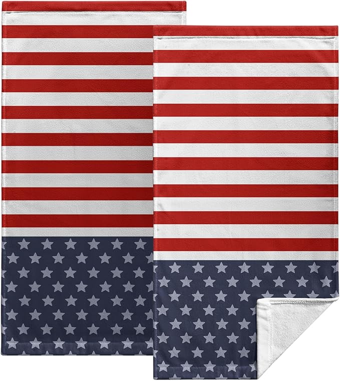 4th of July Patriotic Kitchen Dish Towels American Flag Independence Day Hand Towel Tea Towels Soft Decorative Bathroom Hand Towel for Home Kitchen Decor 14.4 x 28.3 Inch