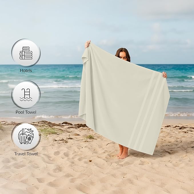 RIVERSIDE Pack of 2 Extra Large Bath Sheets 35 x 70 Inches - 100% Ring Spun Cotton Hotel Quality Oversized Bath Towels - Super Soft, Highly Absorbent & Quicker to Dry - Cannoli Cream