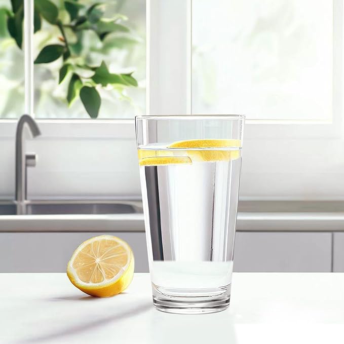 Amazing Abby - Serenity - 30-Ounce Plastic Tumblers (Set of 6), Iced-Tea Drinking Glasses, All-Clear Reusable Cups, Stackable, BPA-Free, Shatter-Proof, Dishwasher-Safe