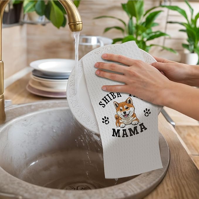 Shiba Inu Kitchen Towels, Dog Mama Shiba Inu Gifts for Women & Dogs Moms, Dog Lover Gifts Decorative Hand Towels for Bathroom, 16x24 Inch
