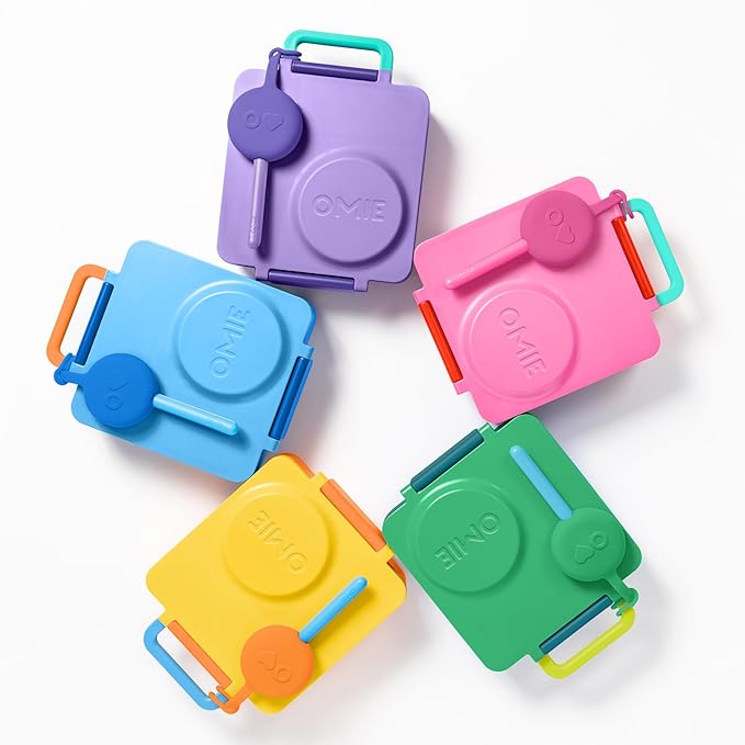 Omie OmieBox Kids Utensils Set with Case - 2 Piece Plastic, Reusable Fork and Spoon Silverware with Pod for Kids (Sunrise)