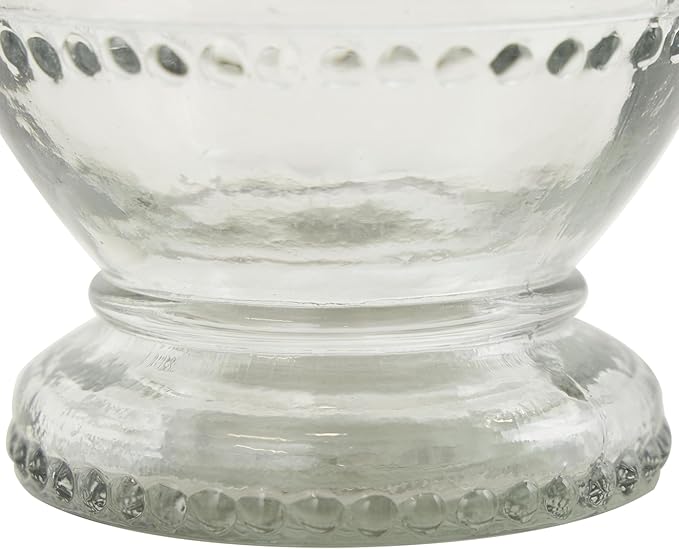 Deco 79 Glass Living Room Decorative Jars Beaded Decorative Container with Wood Lids, Set of 2 Jar with Lid 8", 7"H, Clear