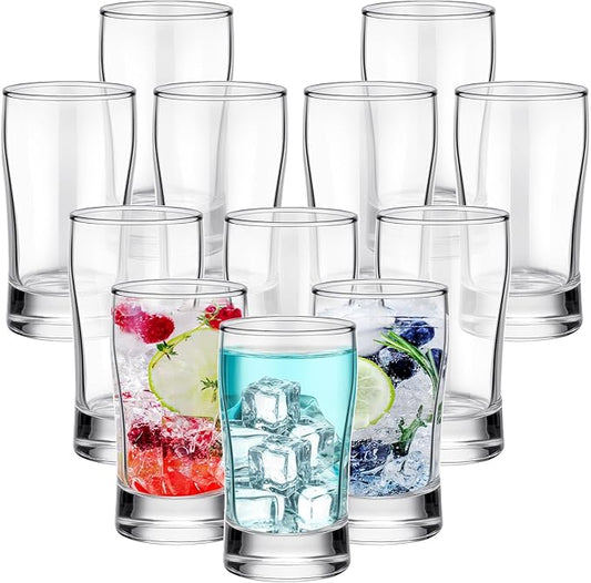 Bokon 12 Pcs Beer Glasses, Small Juice Glasses Cups Iced Tea Glasses Heavy Base Glassware Clear Glass Bulk Tumblers for Drinking Water Beer Milk Orange Juice Kids Breakfast (5 oz)