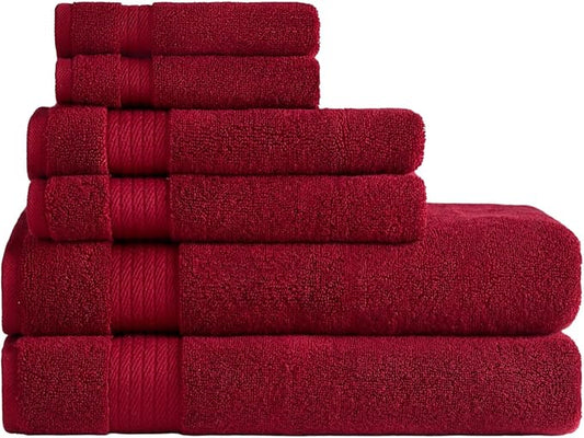 Ozdilek 6-Piece Bath Towel Set, 2 Bath, 2 Hand, 2 Wash, 100% Cotton Turkish Towels, 2 Bath Towels (30x60/550 GSM), 2 Hand Towels (16x30/575 GSM), 2 Washcloths (13x13/600 GSM) (Brick Red)