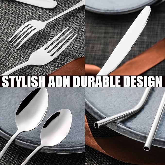 28 Pieces Silverware Service for 4 Flatware Set Stainless Steel Utensils Cutlery Set Dishwasher Safe
