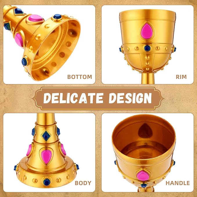 12 Pcs Medieval Molded Crown Goblets 8 oz Colorful Jeweled Goblet Vintage Plastic King Queen Party Cups Medieval Party Decorations for Halloween Carnival Drinking Supplies