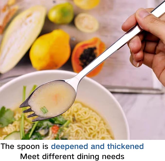 4-pack Stainless Steel Sporks for Everyday Use,Camping Hiking Heavy Duty Flatware set,8.2-inch,7.6-inch,5.9-inch (8.2 inch)