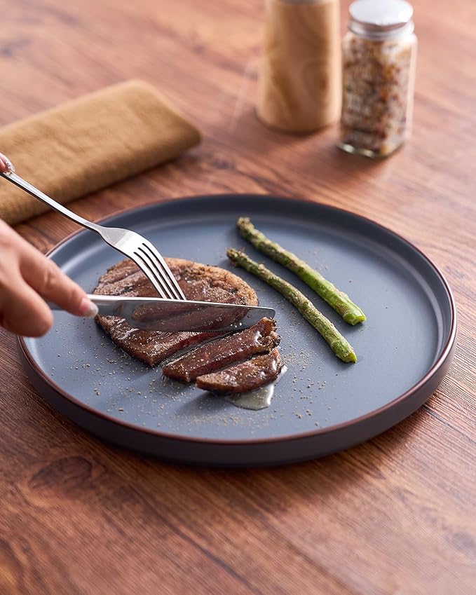 Famiware Nebula Ridge Stoneware Dinnerware Sets, Plates and Bowls Sets for 4, 12 Pieces Dishes Set, Microwave and Dishwasher Safe Kitchen Plates, Multi-color