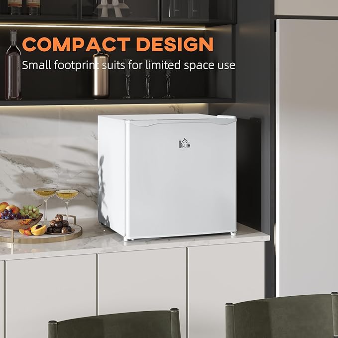 HOMCOM Mini Freezer Countertop, 1.1 Cu.Ft Compact Upright Freezer with Removable Shelves, Reversible Door for Home, Dorm, Apartment and Office, White