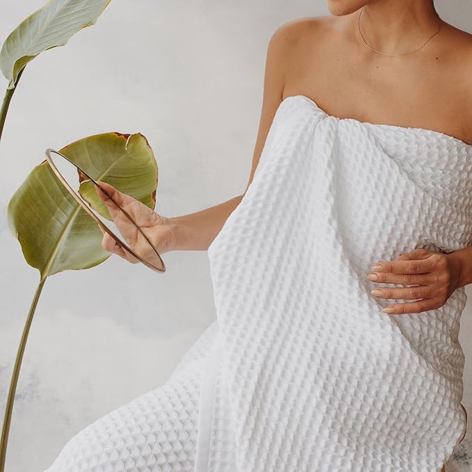 sea me at home Waffle Bath Sheet 100% Turkish Cotton - Large Bath Towel (34x67 Inches) Luxurious Spa Towel for Bath, Beach, or Pool Time