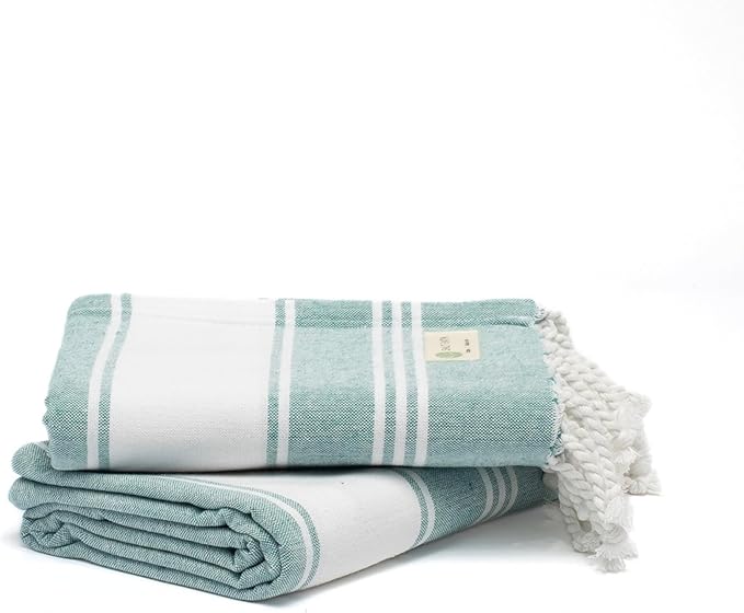 Salt Earth Cotton Turkish Beach Towel, Set of 2-36" X72" Large Bath Towels, Quick Dry Towel, Bathroom, Beach Essentials, Gym, Quick Dry for Shower, Lightweight Large Towels for All (Hunter Green)