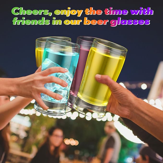 Bokon 12 Pcs Beer Glasses, Small Juice Glasses Cups Iced Tea Glasses Heavy Base Glassware Clear Glass Bulk Tumblers for Drinking Water Beer Milk Orange Juice Kids Breakfast (8 oz)