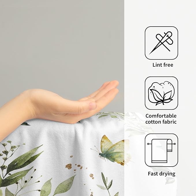 Sage Green Leaves Hand Towels for Bathroom Set of 2 Spring Green Floral Bath Towels 14X28 Inch Spring Kitchen Towels Soft Absorbent Decorative Quick Drying Fingertip Towels for Shower Face Gym Spa