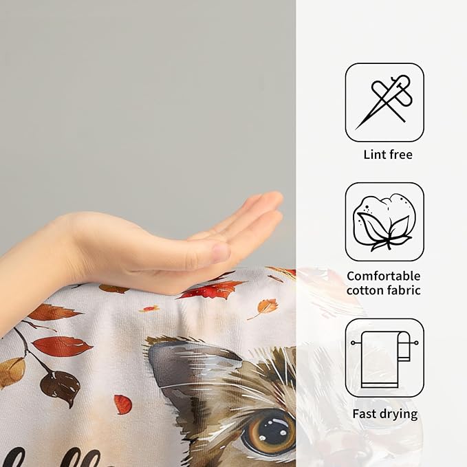 Imiss Fall Maple Leaf Hand Towels - Watercolor Cat Decorative Bathroom Towel Small Fingertip Towels Set of 2 Autumn Seasonal Guest Towels for Gym,Spa,Hotel