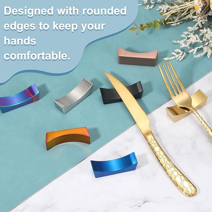 uxcell 2pcs Chopstick Rest, 304 Stainless Steel Chopsticks Holder 2.32" x 0.7" x 0.74", Household Tableware Kitchen Tools for Spoon Fork Teaspoon Dining Tool Rest, Purple