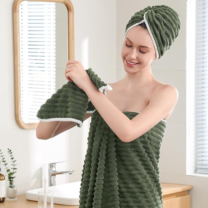 40x80 Inches Bath Sheets Towels for Adults Luxury Microfiber Extra Large Bath Towels for Bathroom Super Soft Absorbent Quick Dry with Hanging Loop (Olive Green,2PCS)