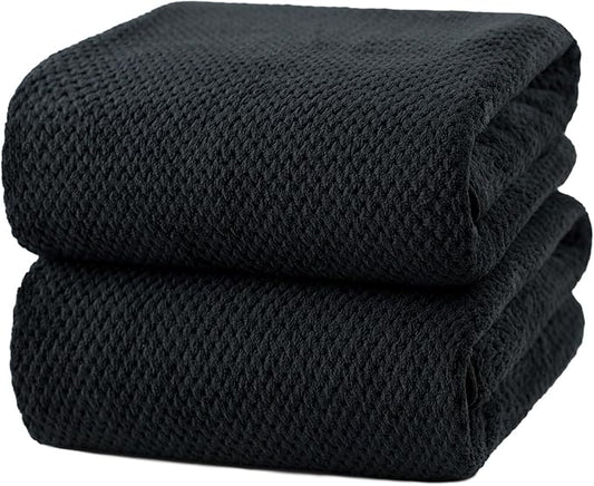 Oversized Bath Towels Extra Large 40x80 Inches Bath Sheets for Adults Super Soft Quick Dry Highly Absobent Microfiber Shower Towels (2 Piece, Black)