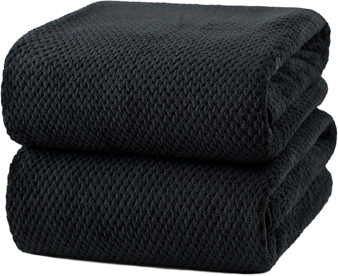 Oversized Bath Towels Extra Large 40x80 Inches Bath Sheets for Adults Super Soft Quick Dry Highly Absobent Microfiber Shower Towels (2 Piece, Black)