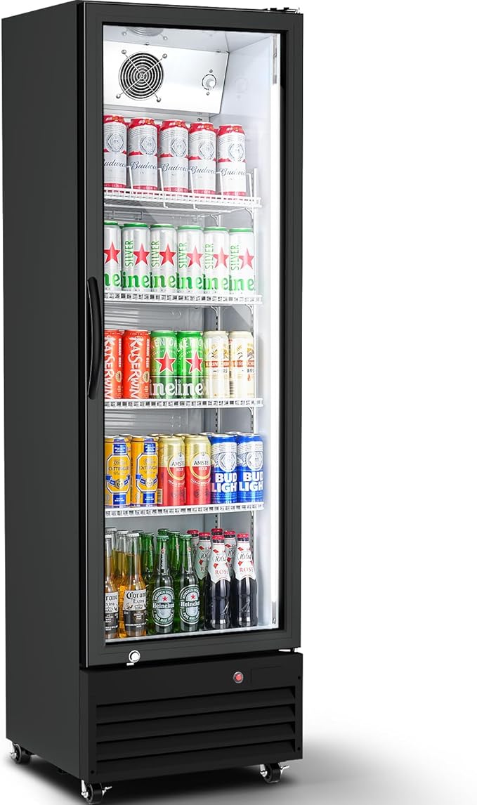 BODEGACOOLER Commercial Bar Refrigerator Glass Door,12.5 cu.ft Large Drink Fridge for Home Bar Office Beverage Refrigerator,Display Bar Cooler Fridge,Adjustable Shelves,Hold Beer,Soda Drinks,Wine