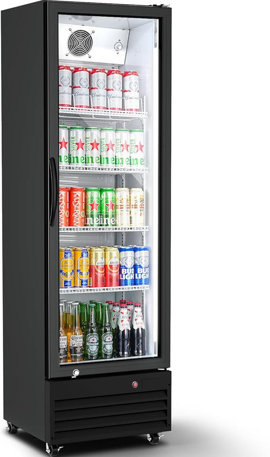 BODEGACOOLER Commercial Bar Refrigerator Glass Door,12.5 cu.ft Large Drink Fridge for Home Bar Office Beverage Refrigerator,Display Bar Cooler Fridge,Adjustable Shelves,Hold Beer,Soda Drinks,Wine