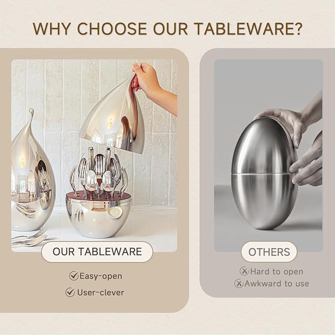 KINGSTONE Silverware Set with Waterdrop Storage Organizer, 20-Piece Flatware Cutlery Set in Gift Box, Forged Premium Stainless Steel Mirror Polished, Service for 4, Ideal for Kitchen, Party, Gift