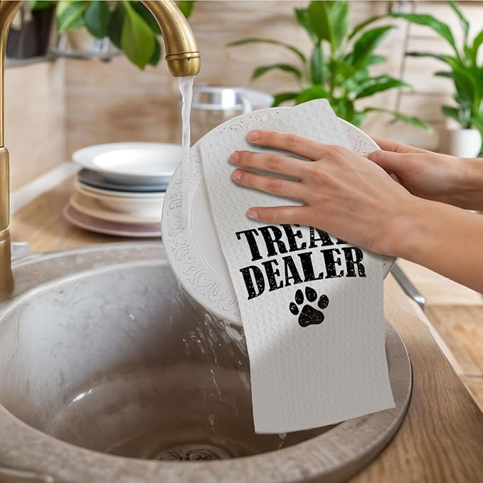 Treat Dealer Kitchen Towels, Funny Dog Kitchen Towels for Dogs Lovers, Dog Mom Puppy Pet Lovers Gifts for Women, Dogs Decorative Bathroom Hand Towels, 16x24 Inch