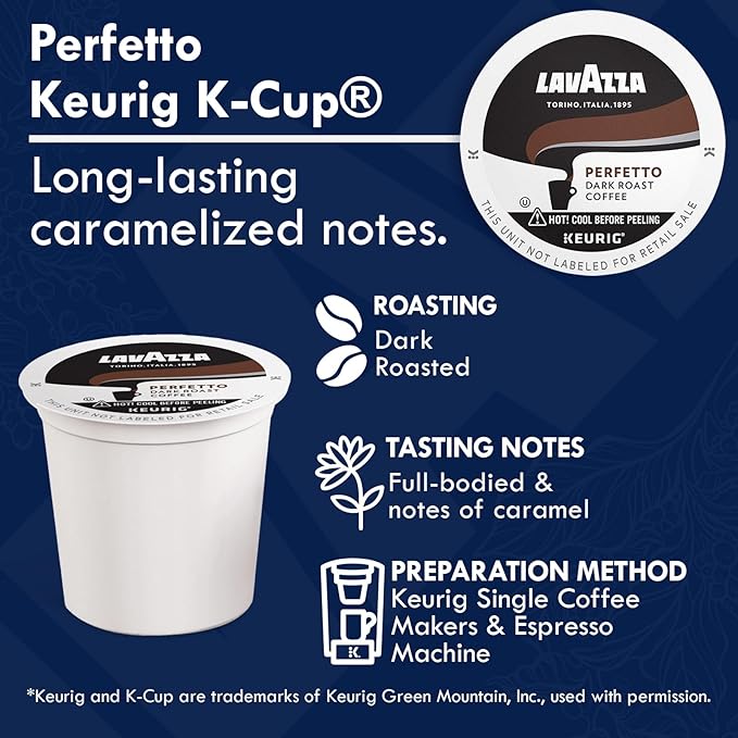 Lavazza K-Cups Coffee Pods Variety Pack – 80 Count (40 Each) - House Blend Perfetto (40) + Dolcevita Classico (40) – Medium Roast, 100% Arabica – Single Serve Espresso Compatible with Keurig Brewers