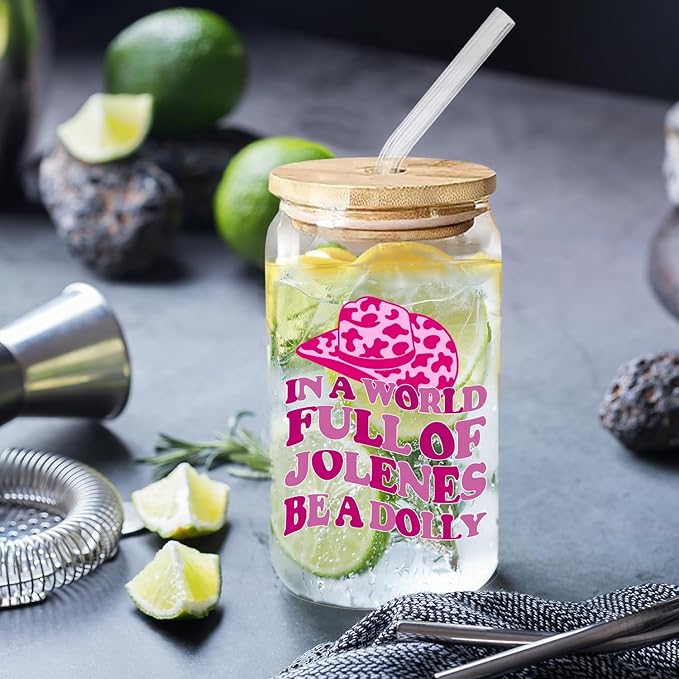 Western Gifts for Women Hot Pink Western Cowgirl Accessories Birthday Christmas Decorations Gifts for Women Girls Party Favors Cute Glass Cups with Lids and Straws, 16 Oz Pink Tumbler