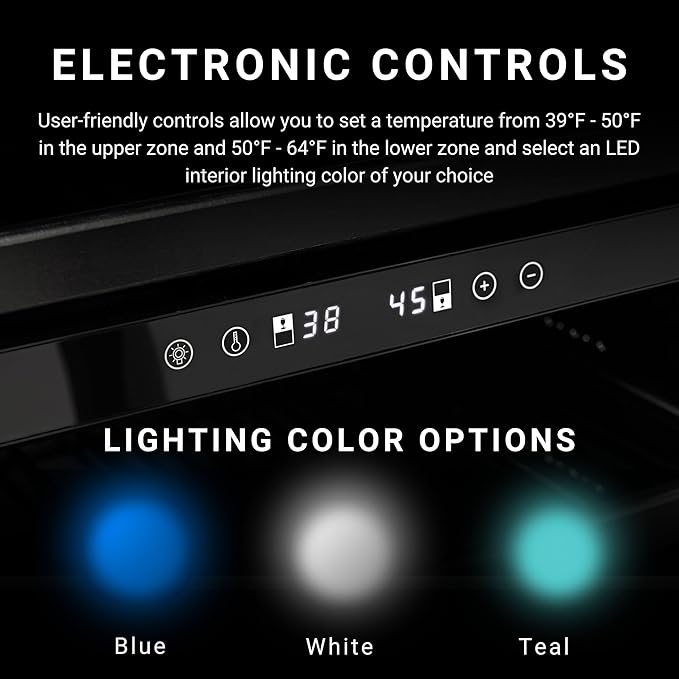 Marvel Northland Collection 24” Dual Zone Undercounter Wine Refrigerator, 5 Full-Extension Wine Racks, Stores up to 45 Bottles of Wine, Indoor/Outdoor Rated