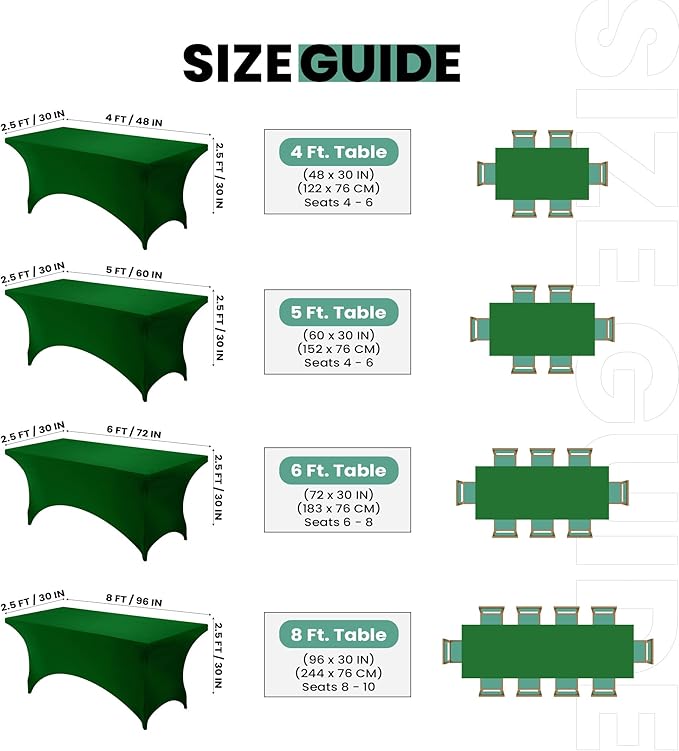 Utopia Kitchen 6FT Spandex Tablecloth [1 Pack, Emerald Green] 200 GSM Stretch, Fitted, Washable and Wrinkle Resistant Table Cloth Rectangle Cover for Trade Shows, Wedding, Parties [72Lx30Wx30H Inch]
