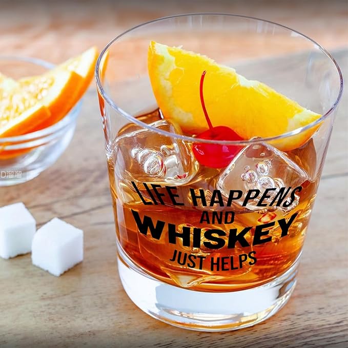 Funny Whiskey Glasses 10 oz, Whiskey Drinker Gifts for Men, Whisky Gifts Old Fashioned Rocks Glasses Cup for Women Men Drinking Scotch Bourbon Liquor