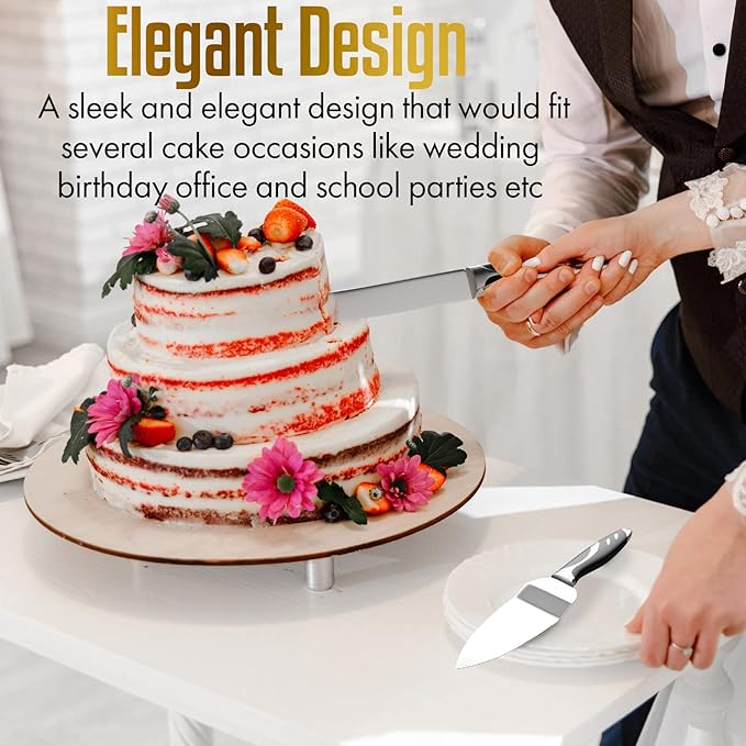 Cake Knife and Server Set, Cake Cutter and Pie Spatula, Cake Server and Knife Set of 2 with Non-Slip stainless steel, Cake Cutting Set for Wedding Cake, Birthdays, Anniversaries, and Parties