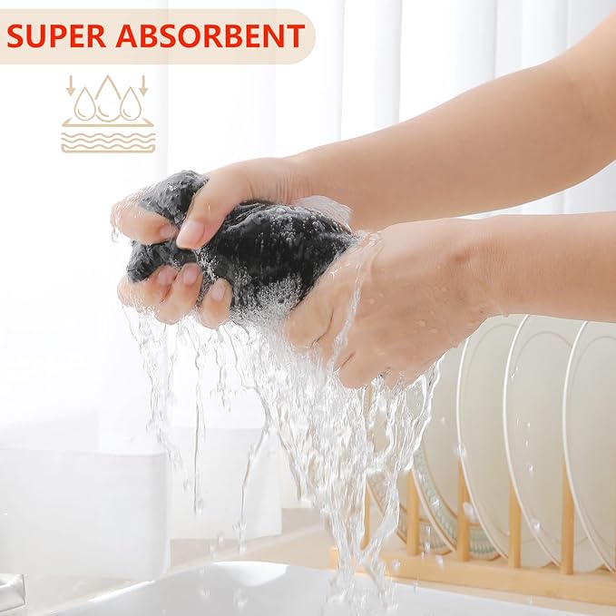 Homaxy 100% Cotton Waffle Weave Kitchen Dish Towels, Ultra Soft Absorbent Quick Drying Cleaning Towel, 13 x 28 Inches, 8-Pack, Black