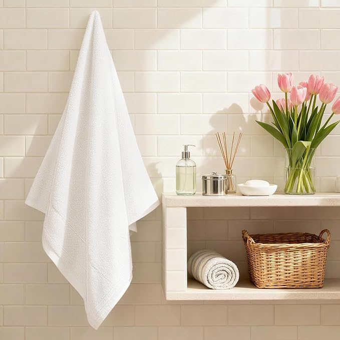 COZYART White Bath Towels Set 6 Piece, Luxury 100% Turkish Cotton 650GSM Hotel Quality, Soft, Absorbent,Towel Sets for Bathroom | 2 Bath Towels 2 Hand Towels 2 Washcloths