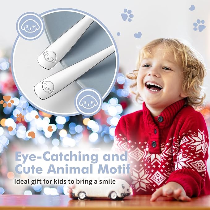 DRKIO Stainless Steel Toddler Forks Set - 6 Pieces Kids Forks Set Children Safe Food Grade Kids Silverware Small Forks Metal Toddler Utensils Dishwasher Safe Mirror Polished