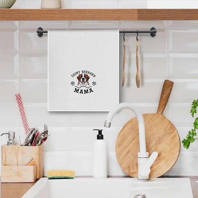 Saint Bernard Kitchen Towels, Dog Mama ST Saint Bernard Gifts for Women & Dogs Moms, Dog Lover Gifts Decorative Hand Towels for Bathroom, 16x24 Inch